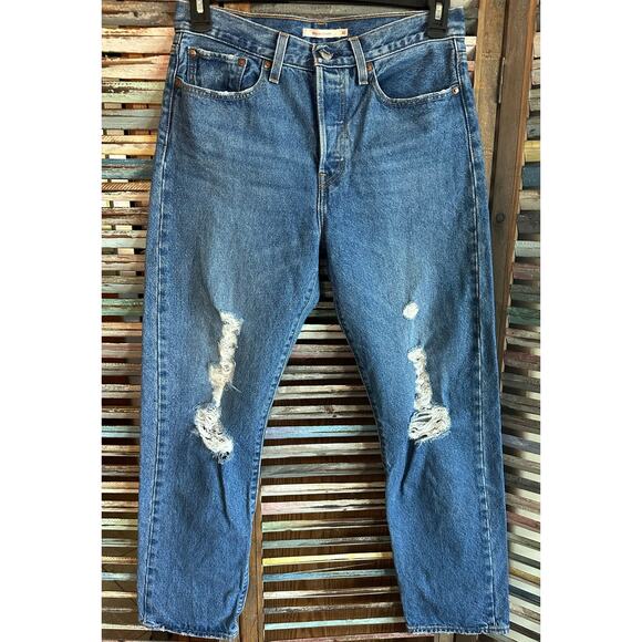 Levi's Wedgie Straight Jeans 30 X 30 Distressed Button Fly - Picture 1 of 13